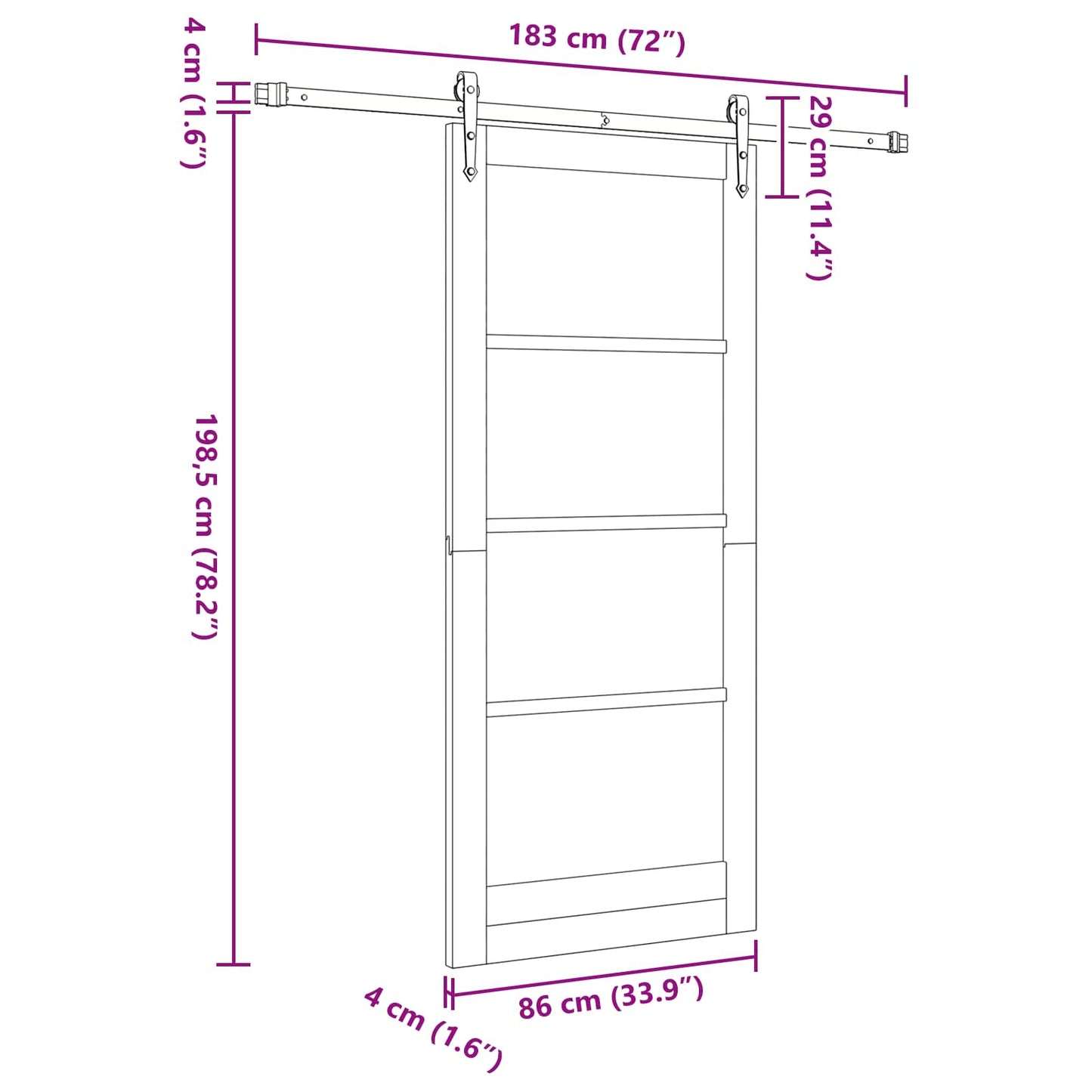 Porta scorrevole ORKDAL Naturale e Nero 86 x 198,5 cm | homemem39