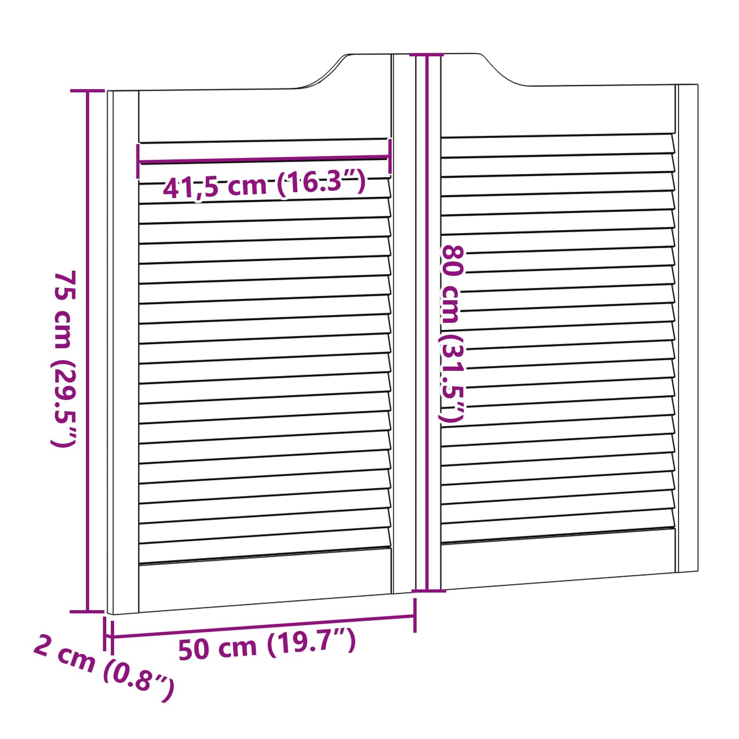 Porte Swing Naturale 80 x 50 cm Legno Massello di Pino | homemem39
