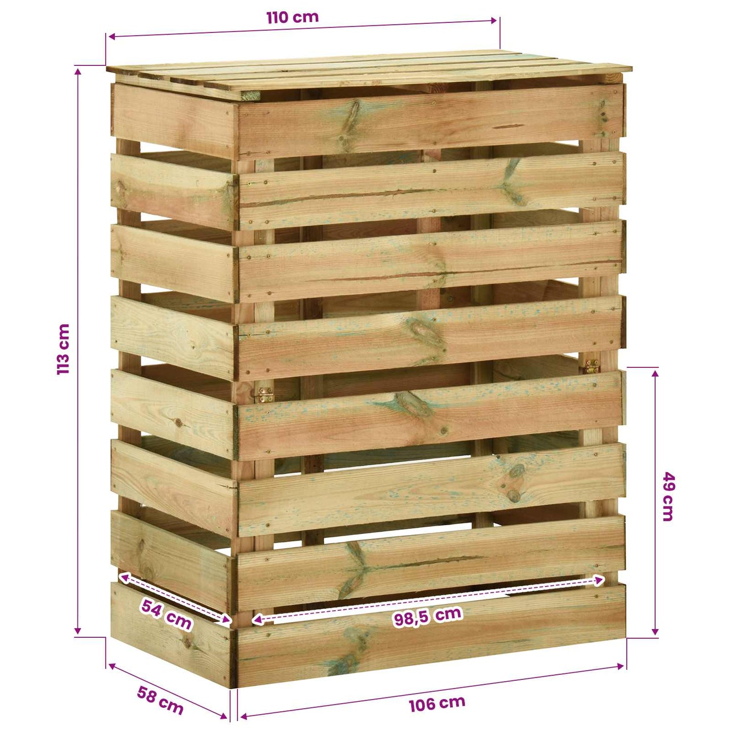 Compostiera da giardino a listelli 3 pcs Verde | homemem39