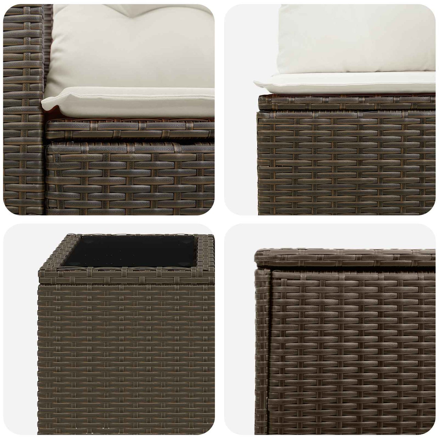 Set di divani 6 pz Marrone e Bianco Crema | homemem39