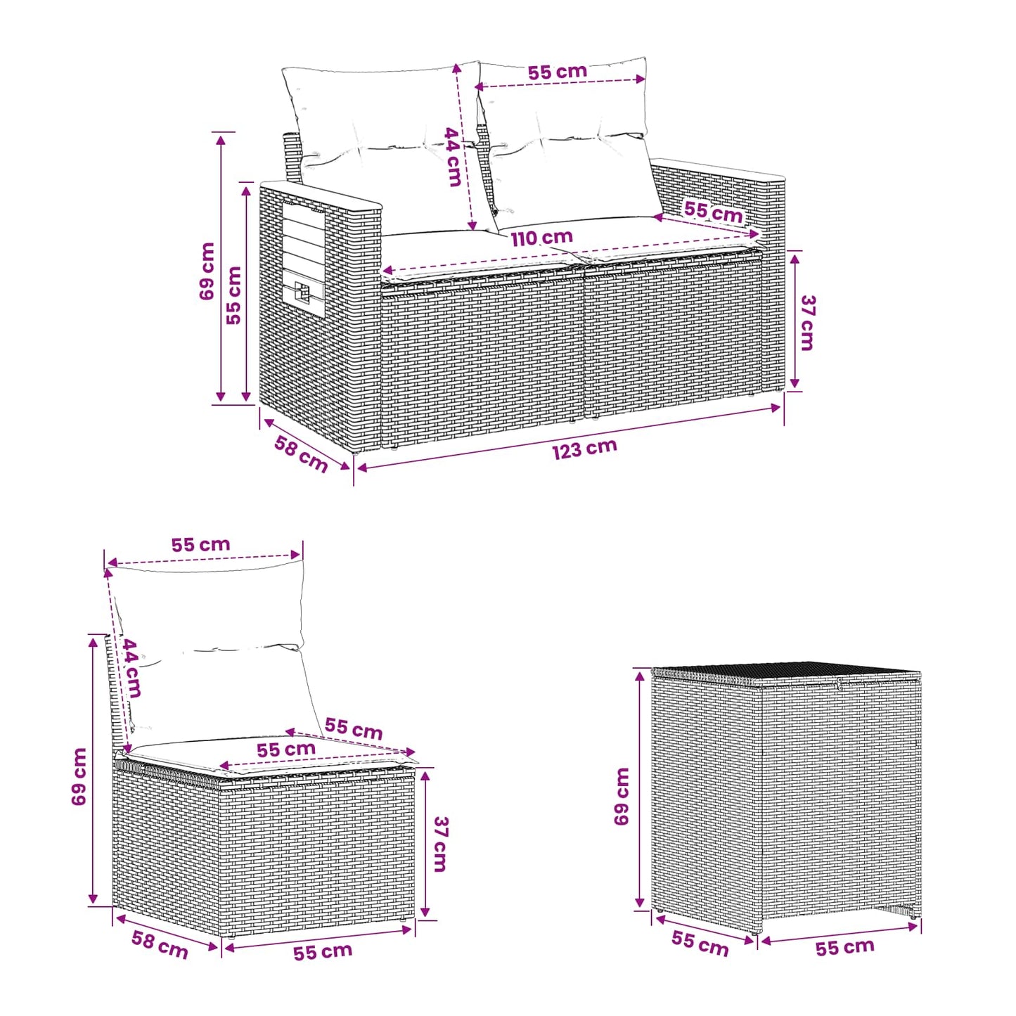 Set di divani 5 pz Beige e Bianco Crema | homemem39