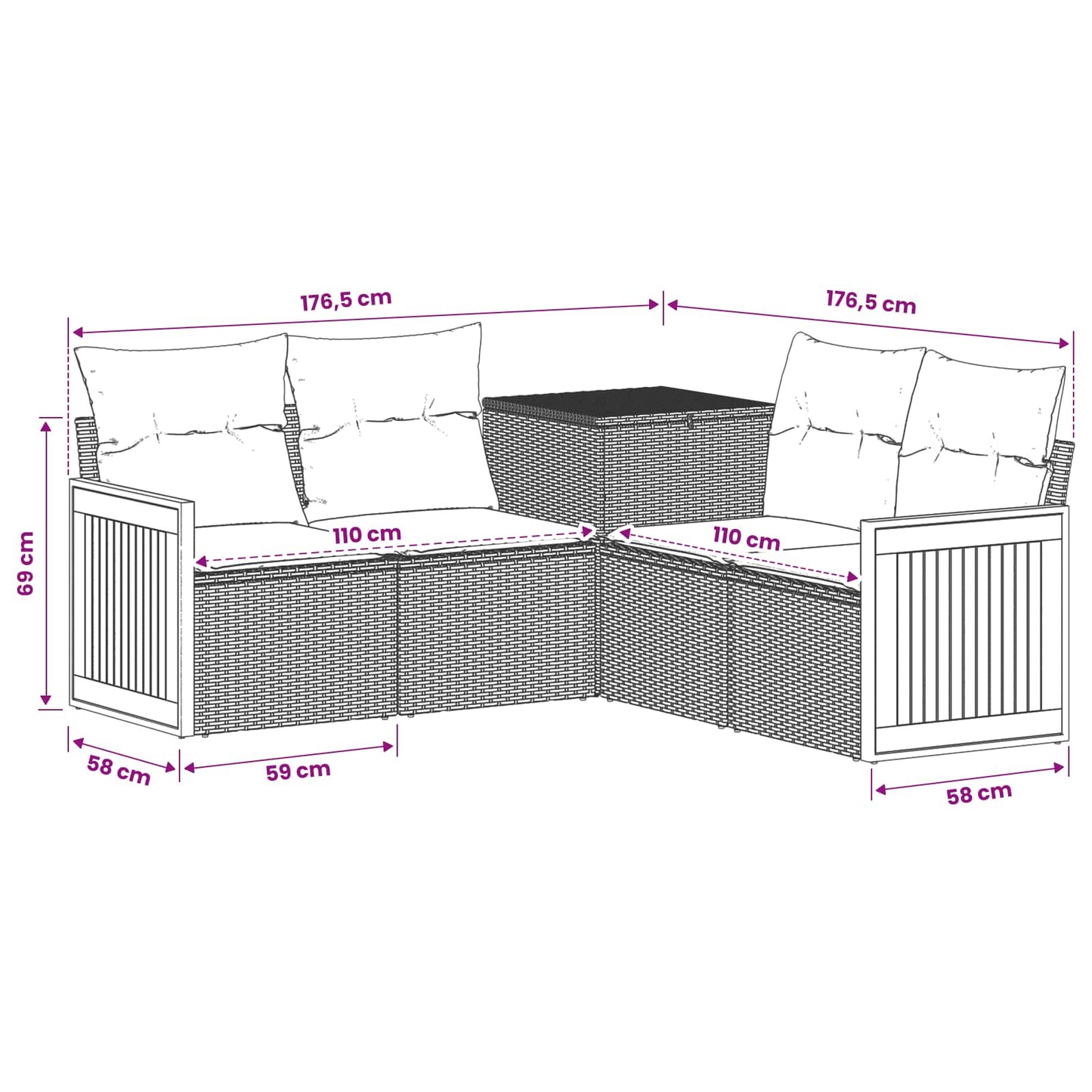 Set di divani 5 pz Nero e Bianco Crema | homemem39