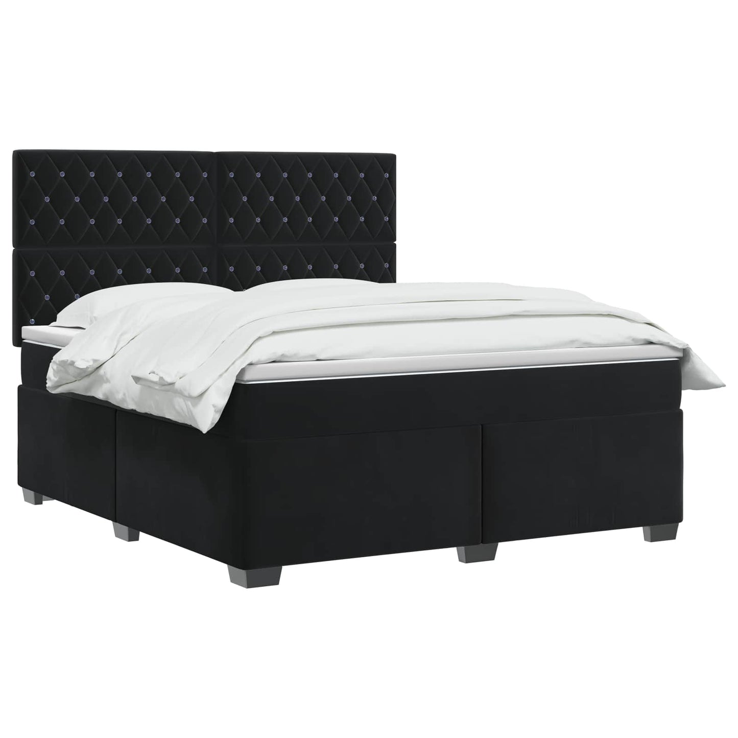Letto box spring con materasso Nero 140 x 200 cm Velluto | homemem39