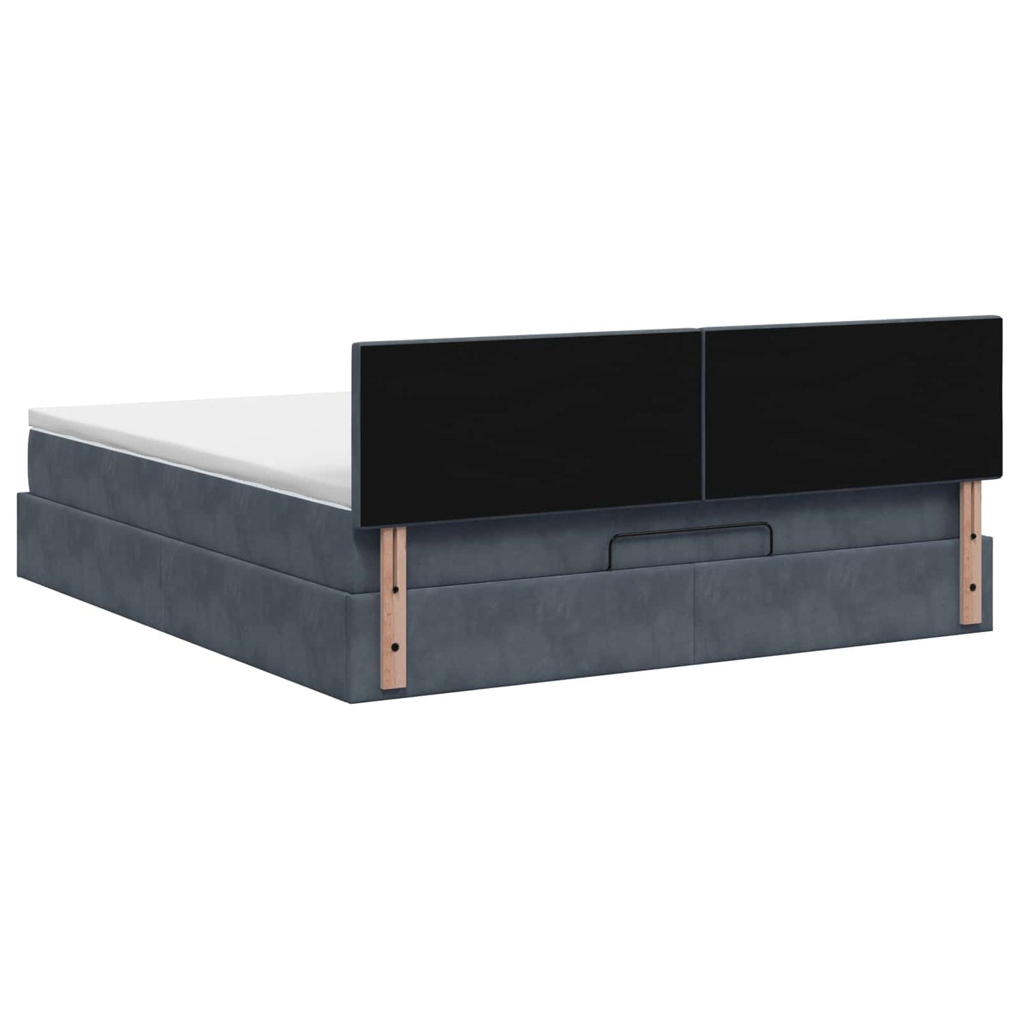 Letto ottomano con materasso Grigio Scuro 140 x 190 cm Velluto | homemem39