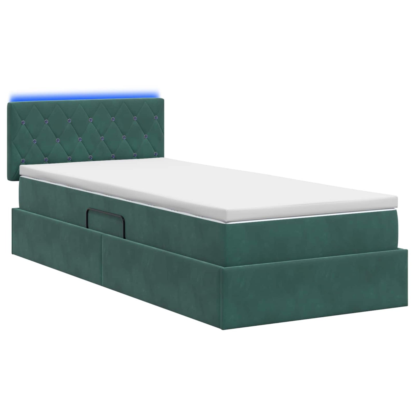 Letto con contenitore LED e materasso Verde Scuro 100 x 200 cm