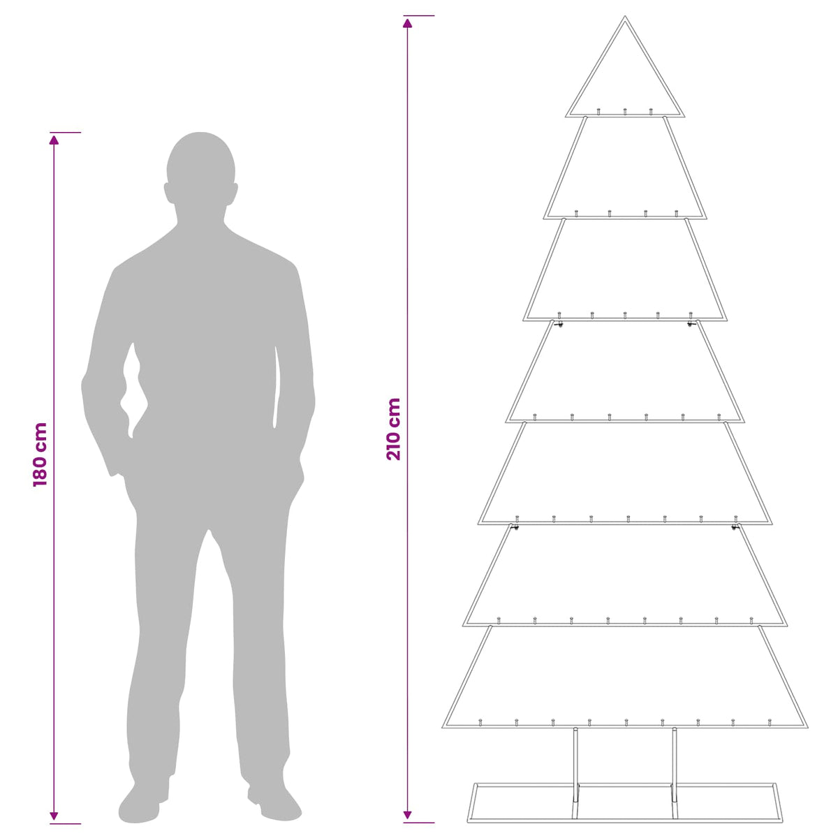 Albero di Natale in metallo con supporto KUOPIO 210 cm Acciaio | homemem39