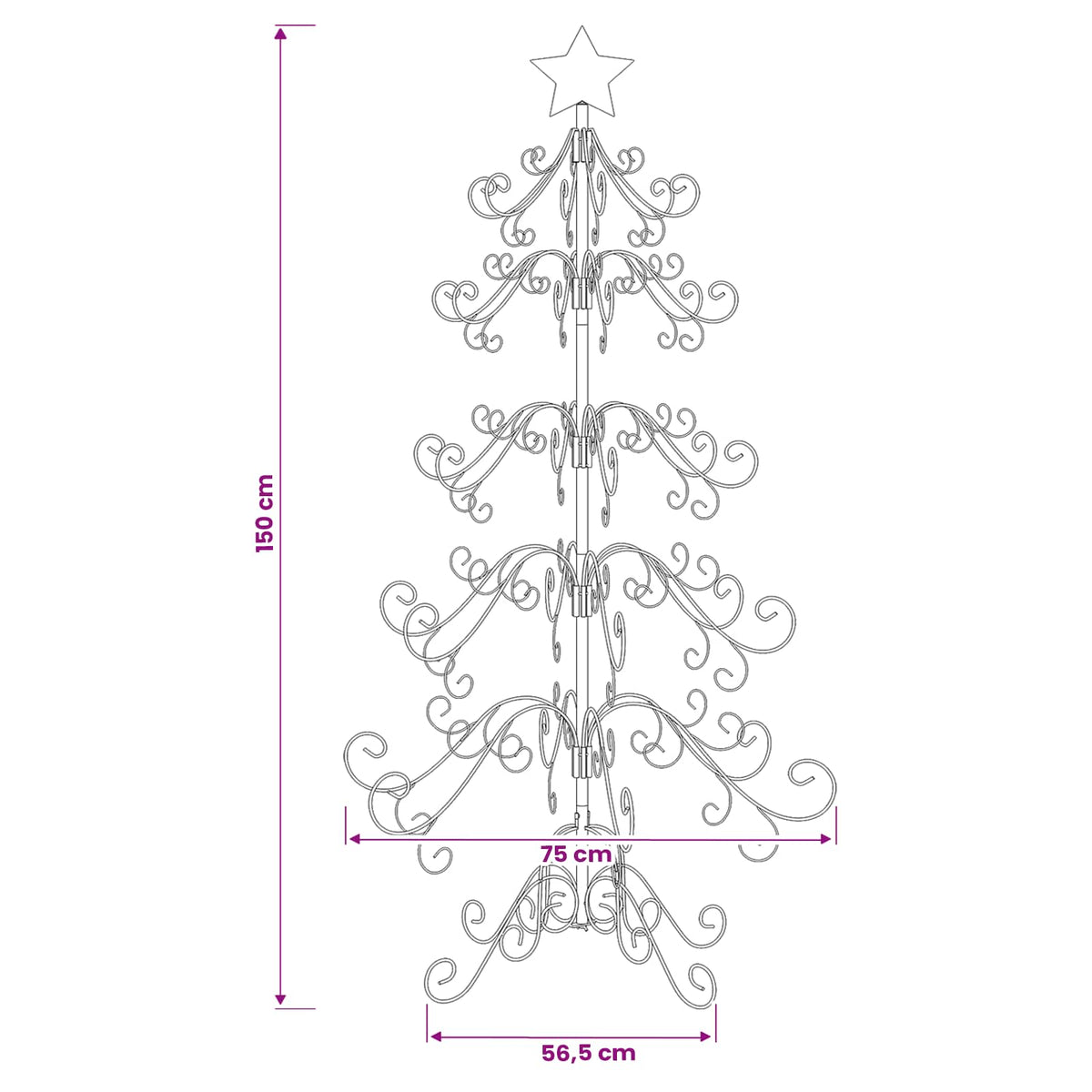 Albero di Natale in metallo KUOPIO 150 cm acciaio White | homemem39