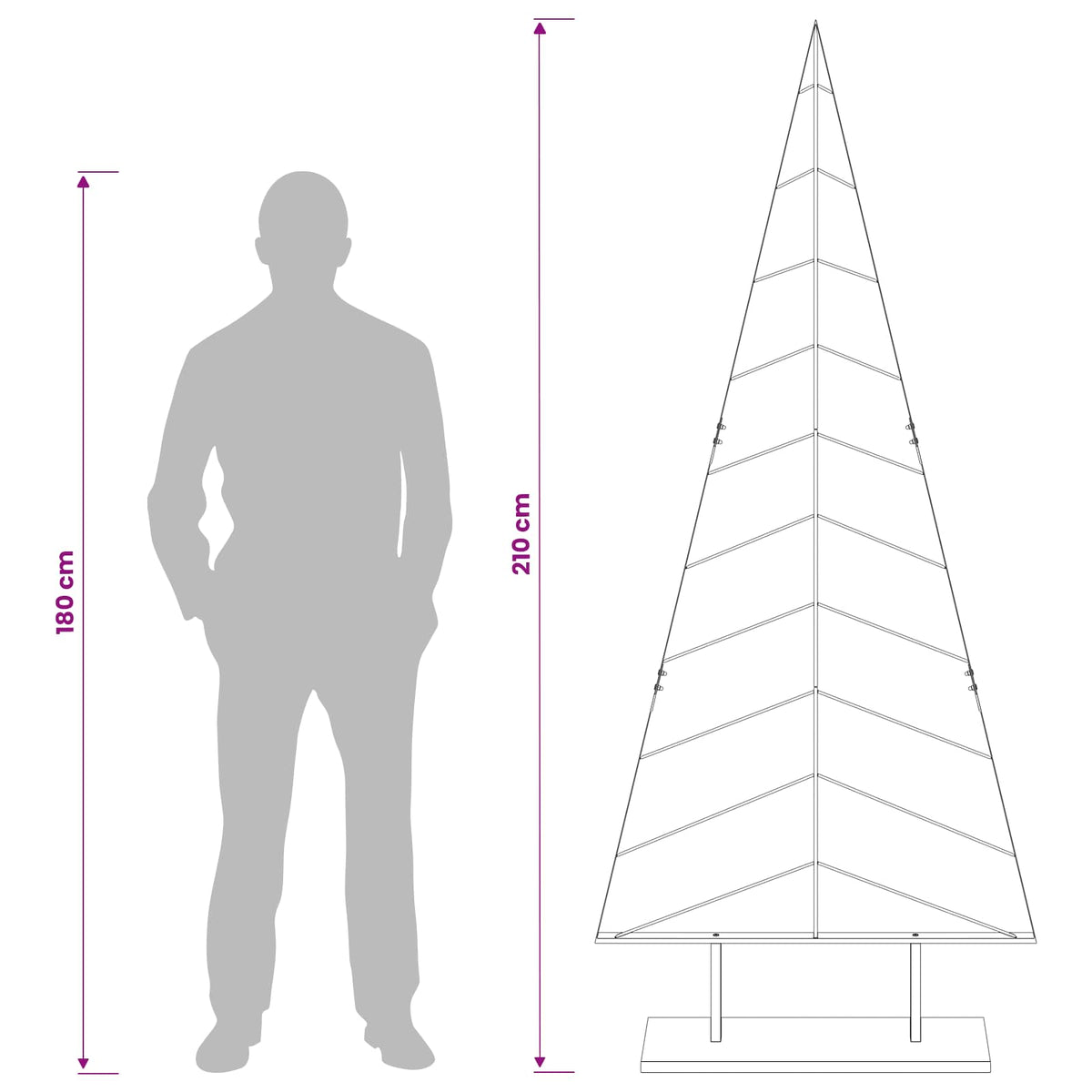 Albero di Natale in metallo con supporto KUOPIO 210 cm Acciaio | homemem39