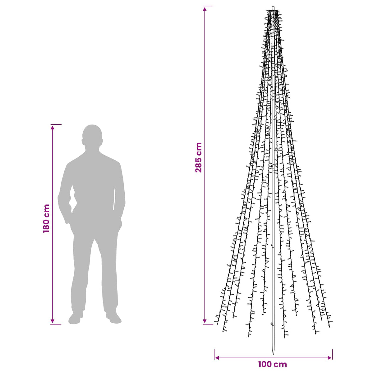 Albero di Natale LED EKENAS 285 cm 1550 LED Bianco caldo