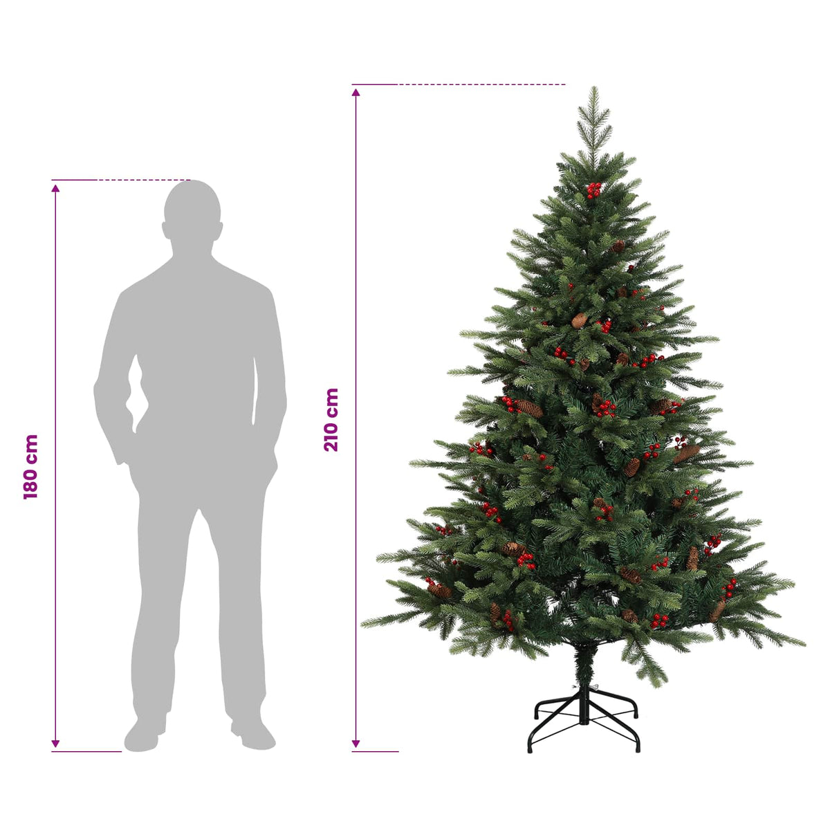 Albero di Natale Artificiale con Rami Pieghevoli 210 cm