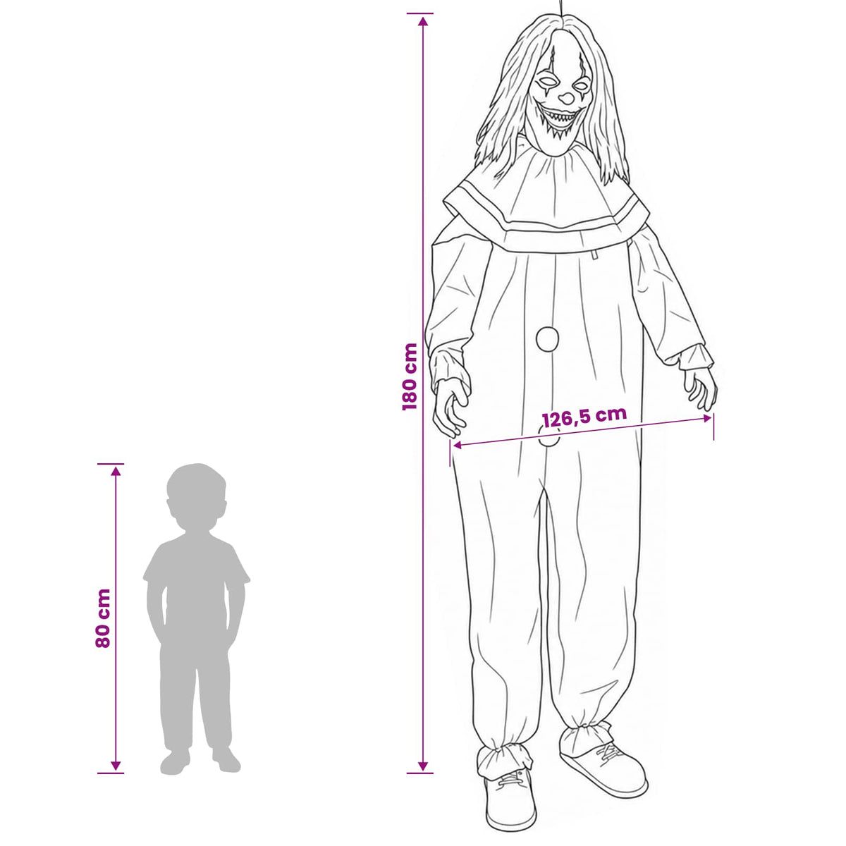 Clown spaventoso di Halloween SPOOKA Giallo e Blu