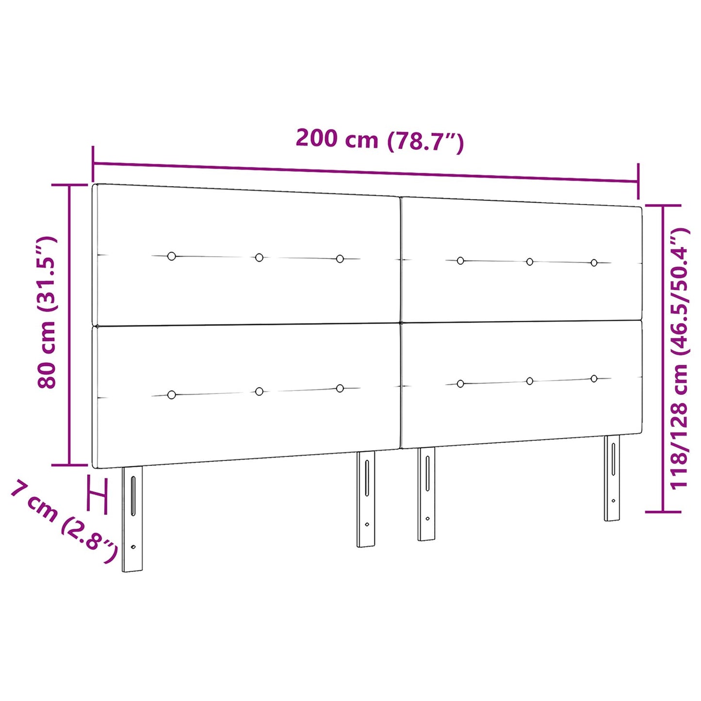 Testiera imbottita vidaXL Rosa 200 cm in Velluto