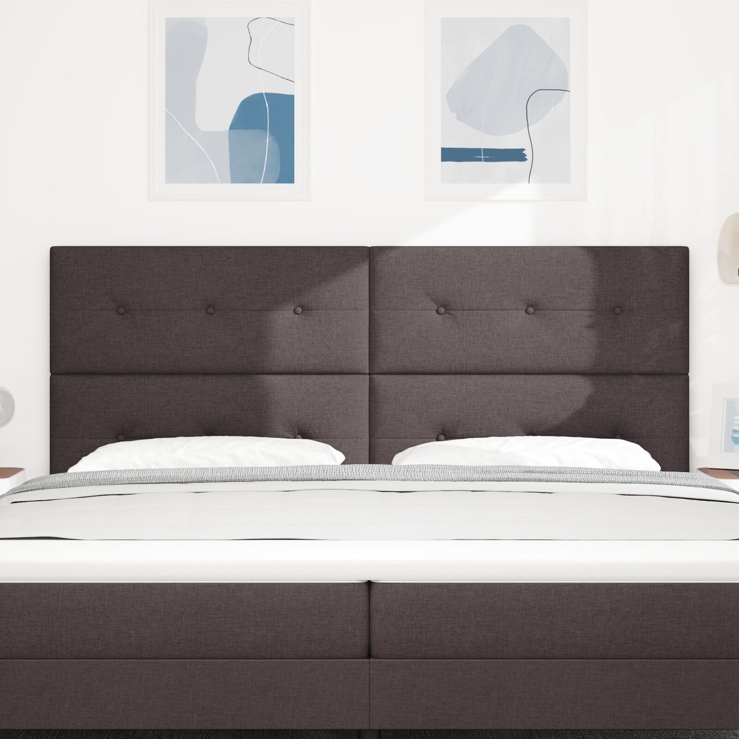 testiera vidaXL con bottoni, color marrone scuro, 200 cm in tessuto