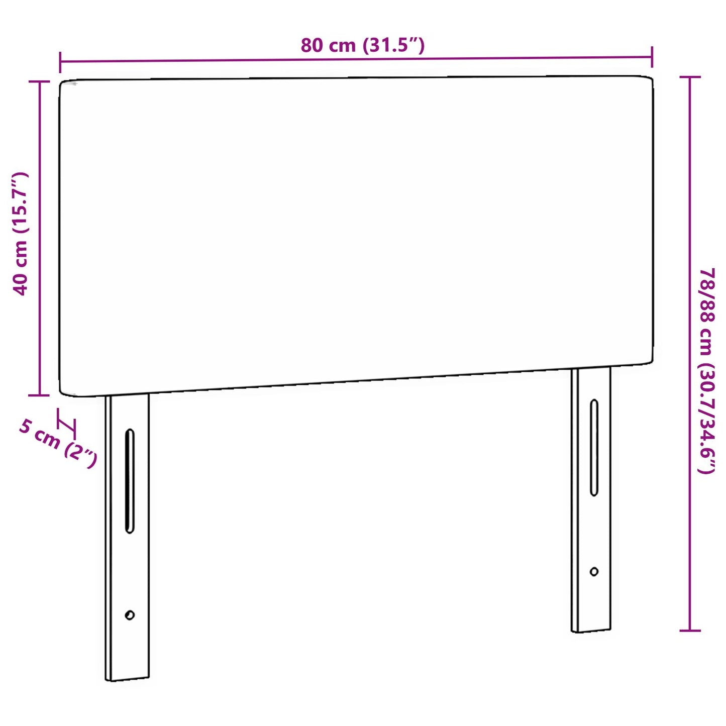 Testata LED Design Piatto Grigio Scuro 80 cm in Velluto