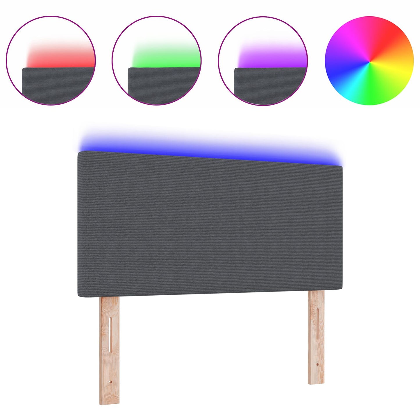 Testata LED Design Piatto Grigio Scuro 80 cm in Velluto