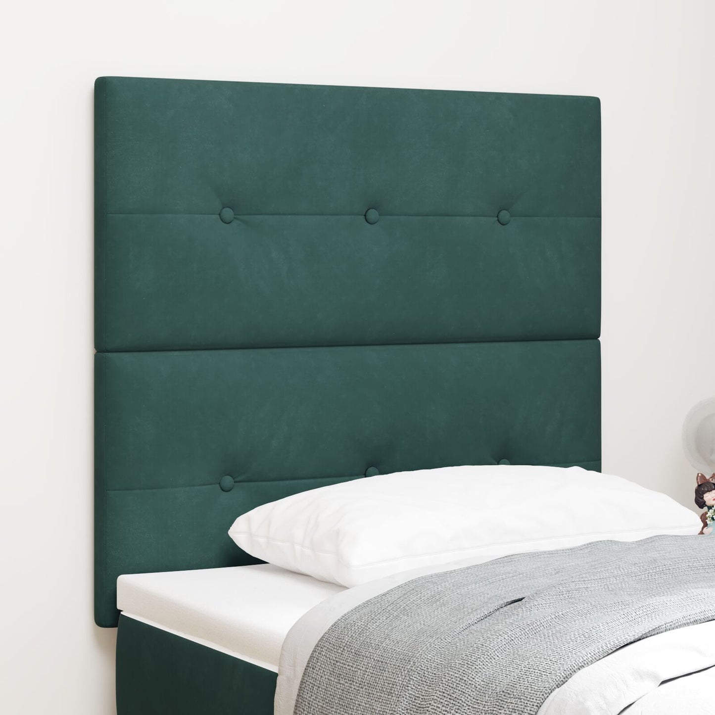 Testiera vidaXL Bottoni Intagliati Verde Scuro 100 cm Velluto