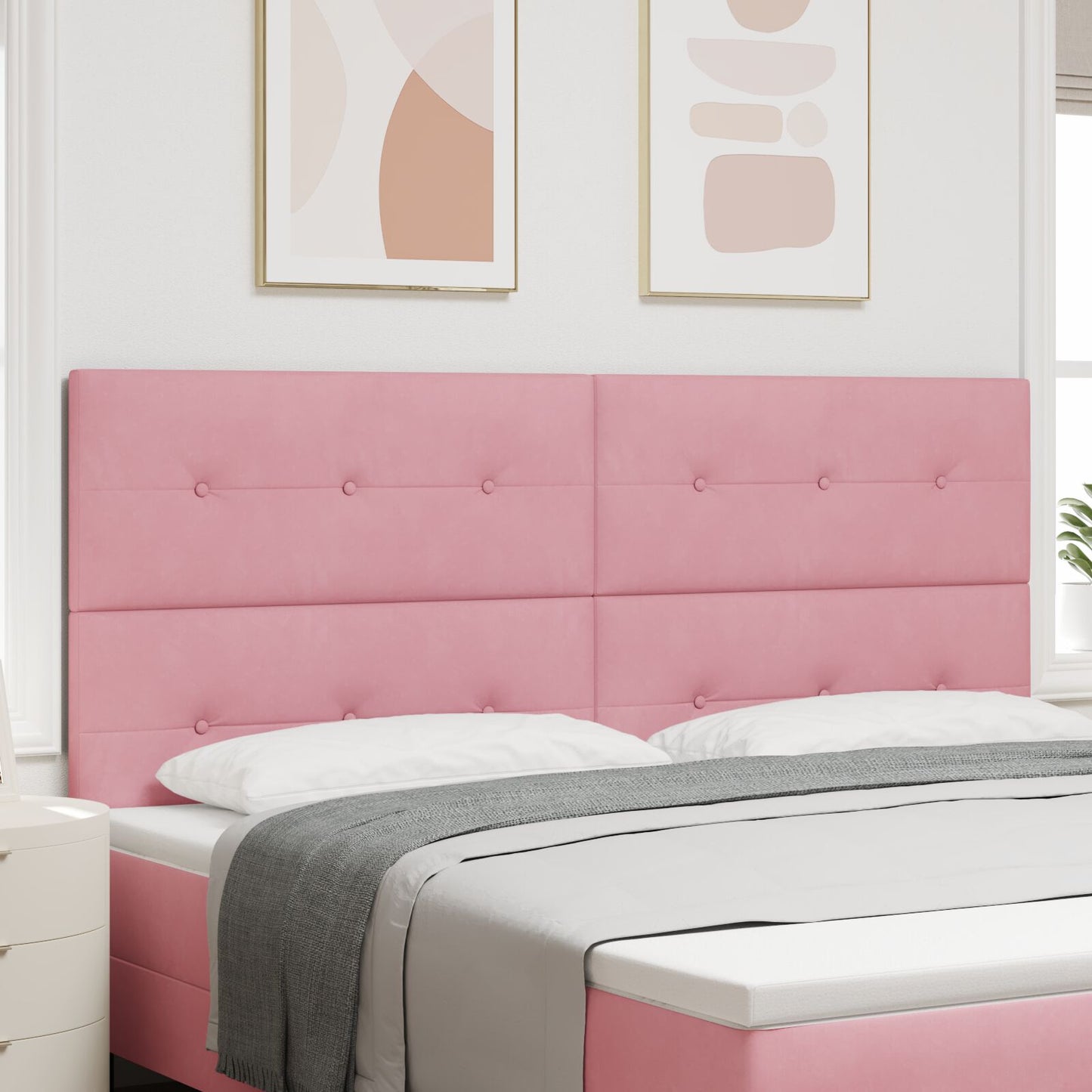 Testiera imbottita vidaXL Rosa 200 cm in Velluto