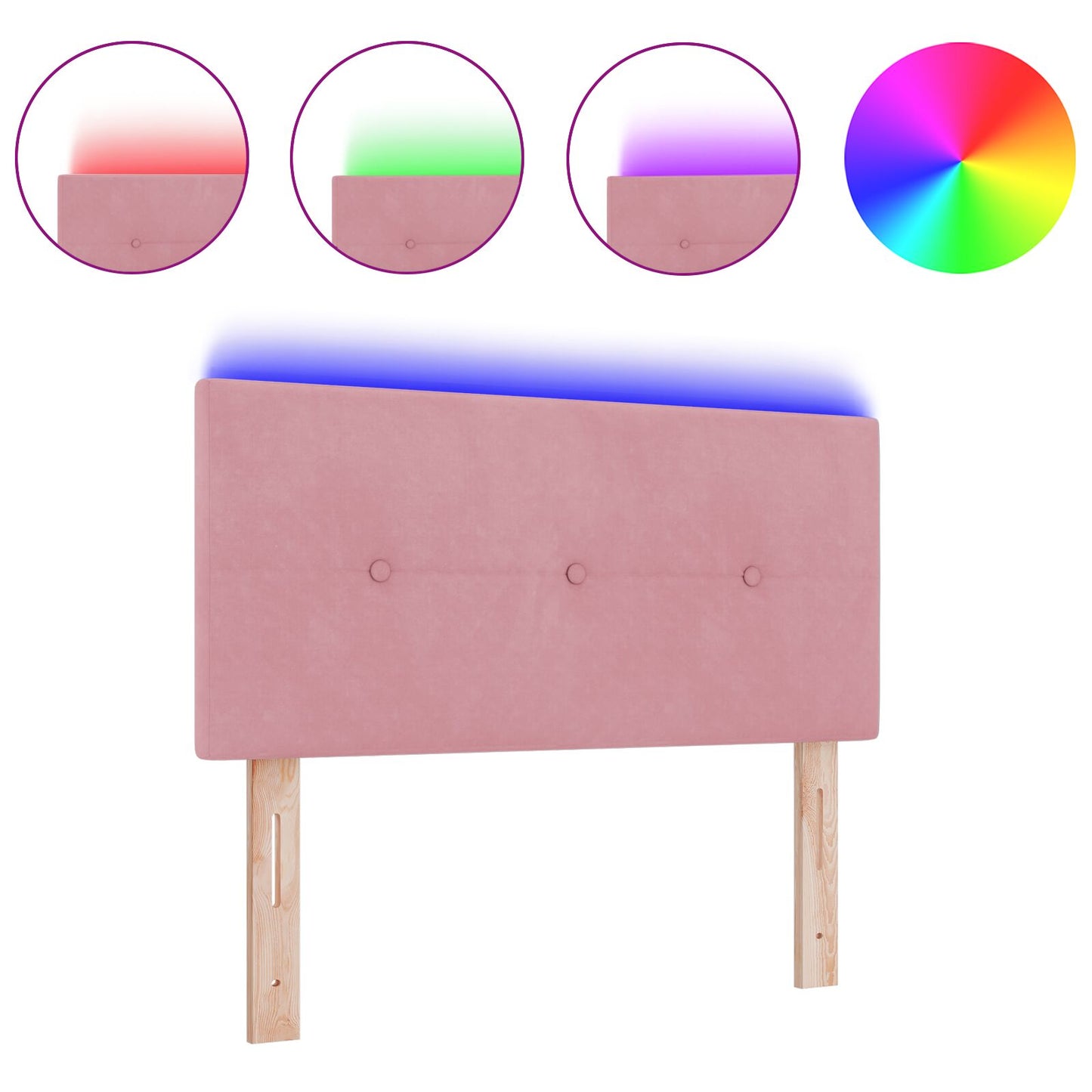 Testiera LED vidaXL Button Tufted Rosa 100 cm Velluto