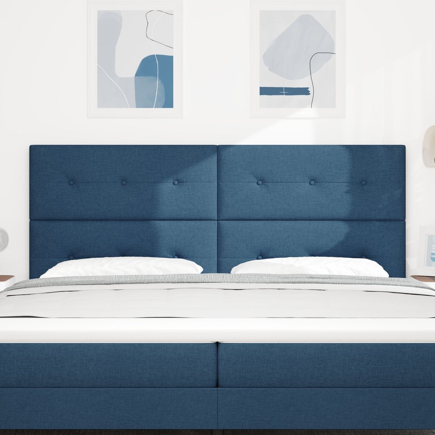 Testiera vidaXL Button Tufted Blu 200 cm Tessuto