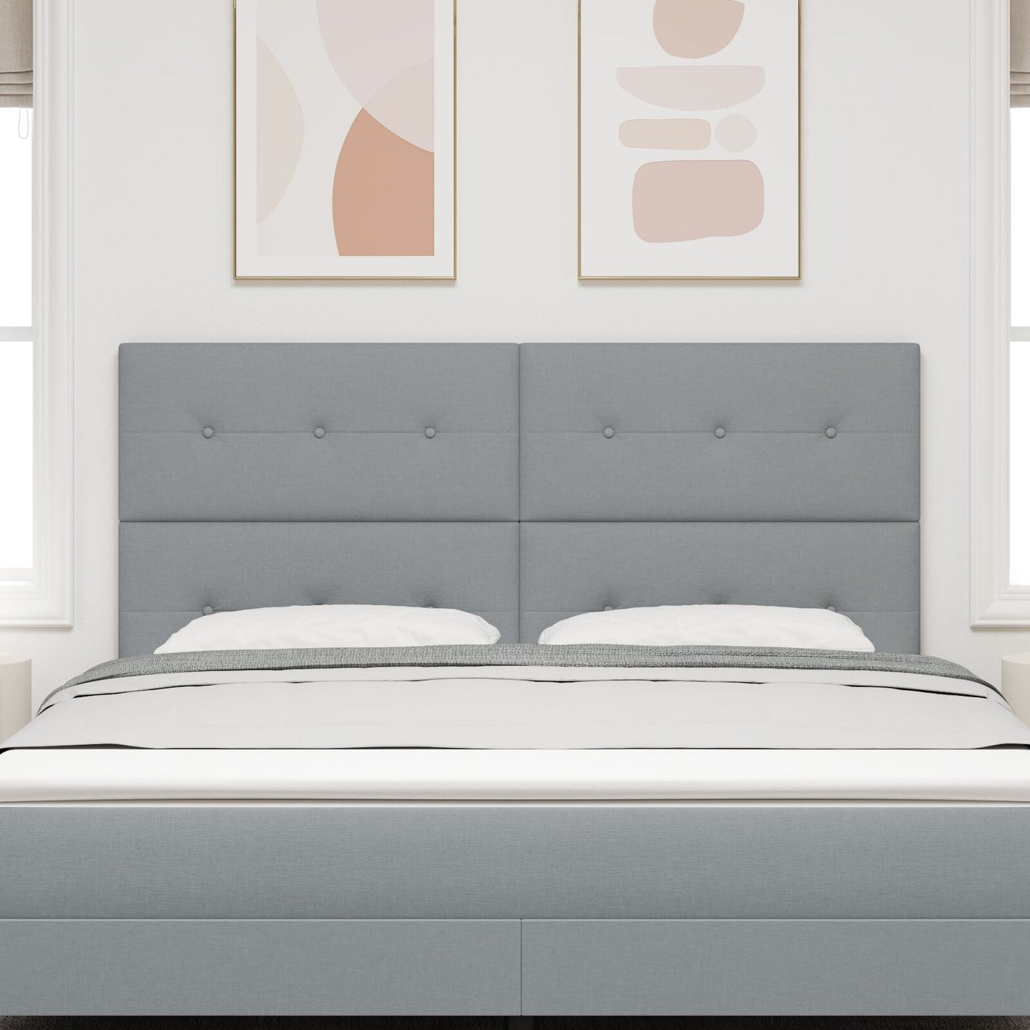 Testiera vidaXL Button Tufted Grigio chiaro 180 cm Tessuto
