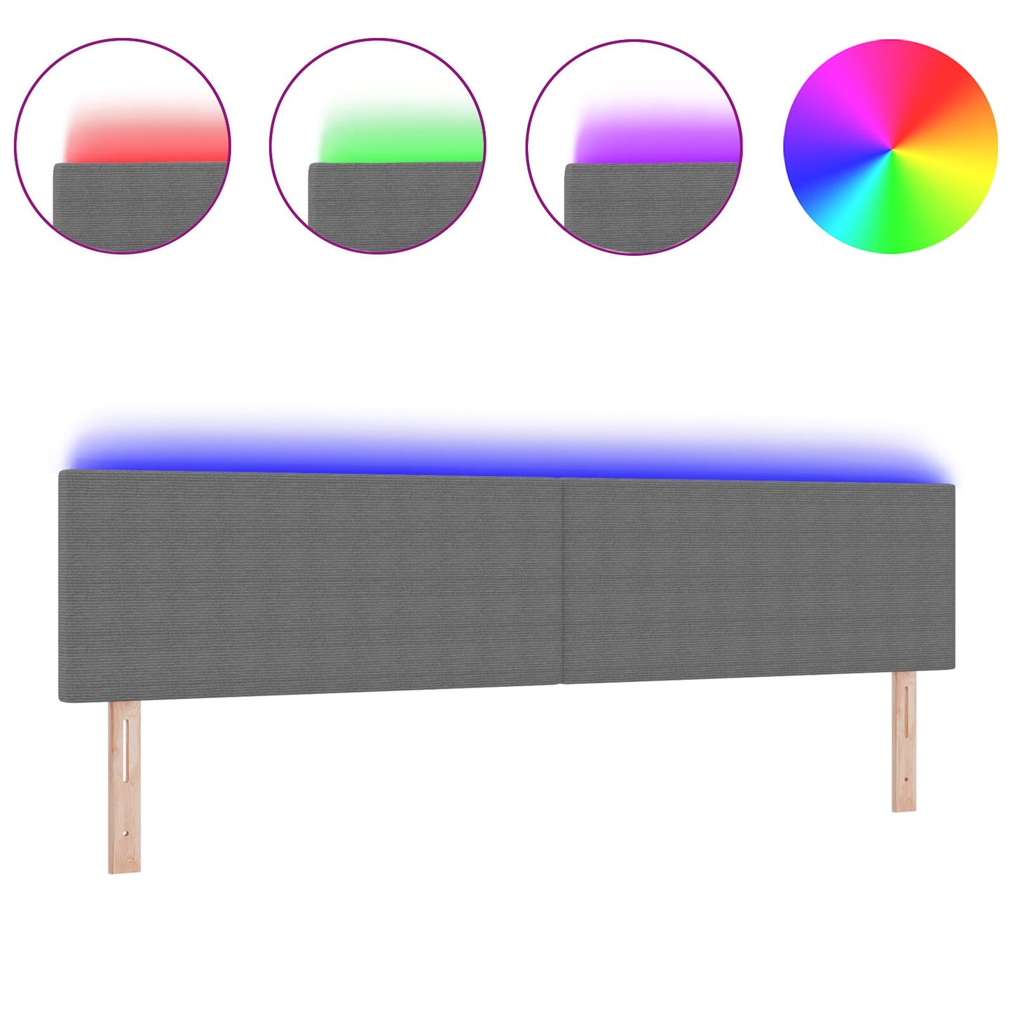 Testata LED Design Semplice Grigio Chiaro 100 cm in Tessuto di Corduroy