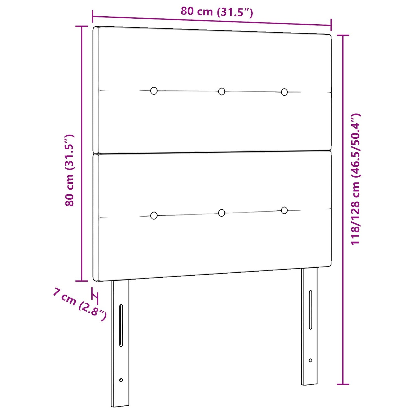 Testiera vidaXL con bottoni imbottita grigia scura 80 cm in tessuto