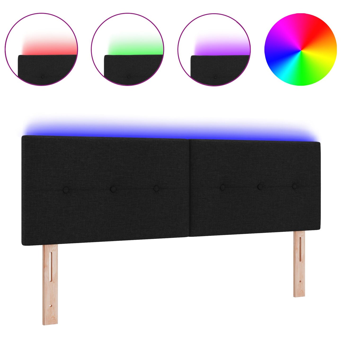 Testiera LED vidaXL con bottoni trapuntata nera 72 cm in tessuto