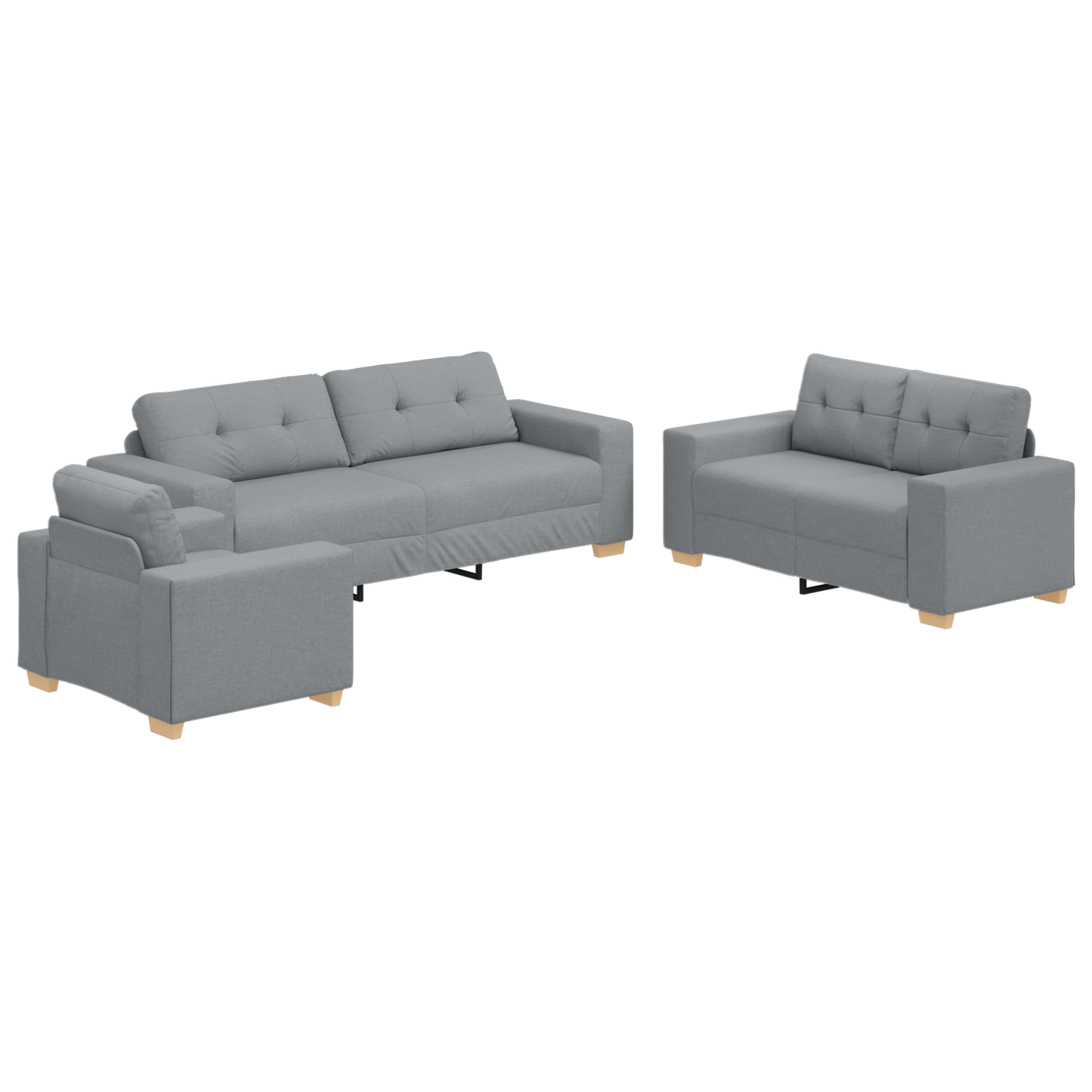 Set di divani con cuscino con cuscino 3 pcs Grigio Tessuto