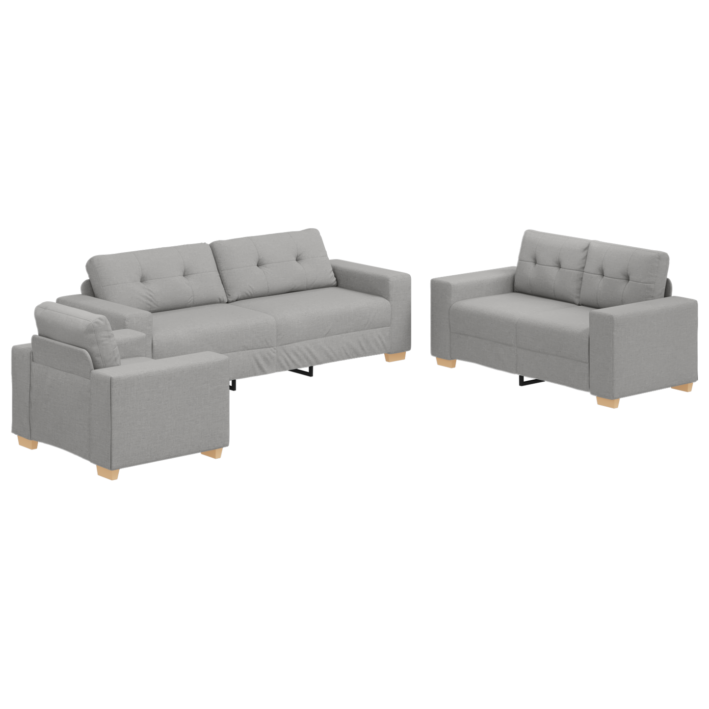 Set di divani con cuscino con cuscino 3 pcs Grigio Tessuto