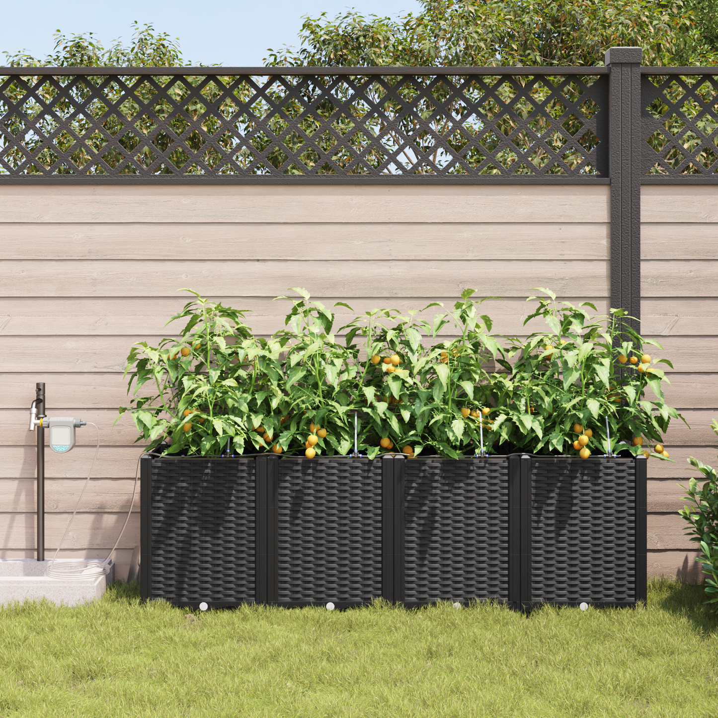 Vasi da giardino Nero 160 x 40 x 52 cm Acciaio