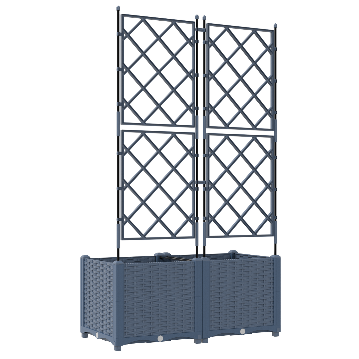 Vaso da Giardino con Trellis 2 pcs Grigio 80 x 40 x 143 cm PP