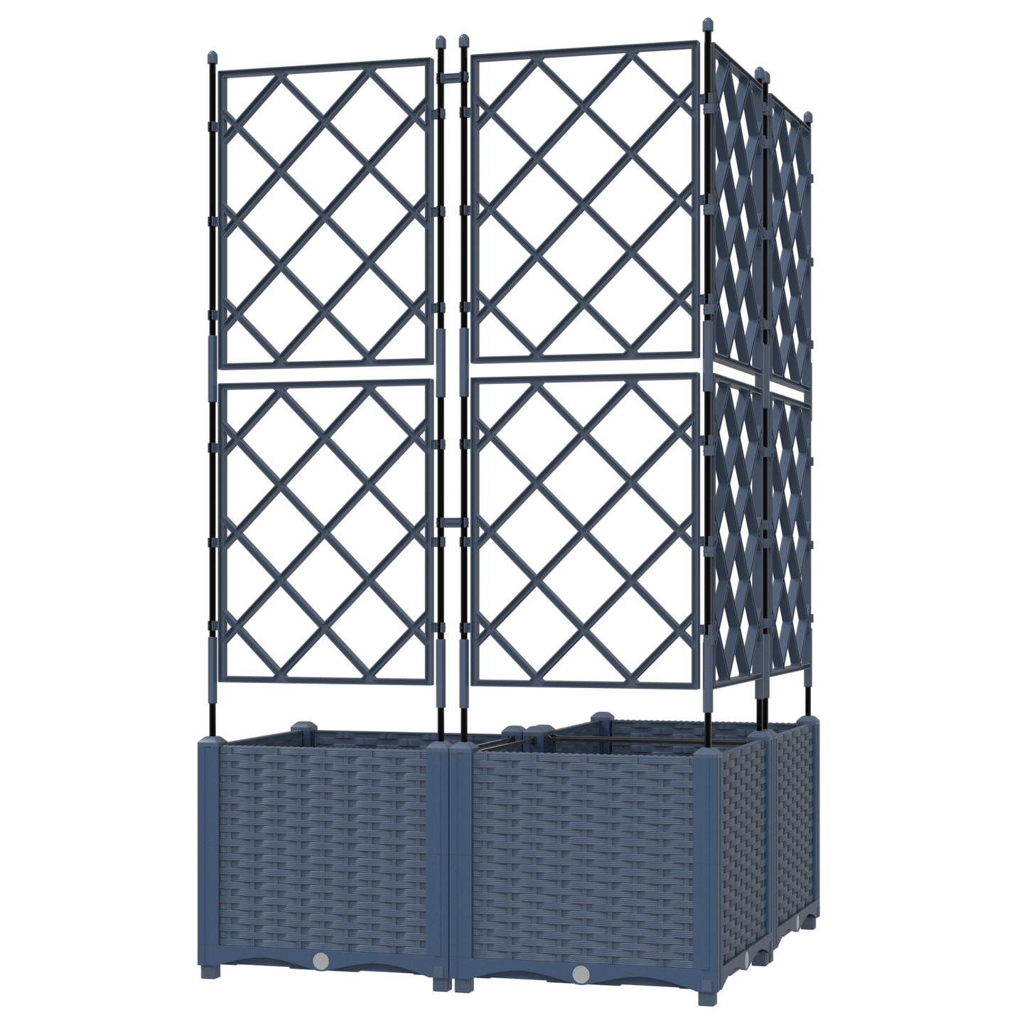 Vaso da Giardino con Trellis 3 pcs Grigio 80 x 80 x 143 cm PP