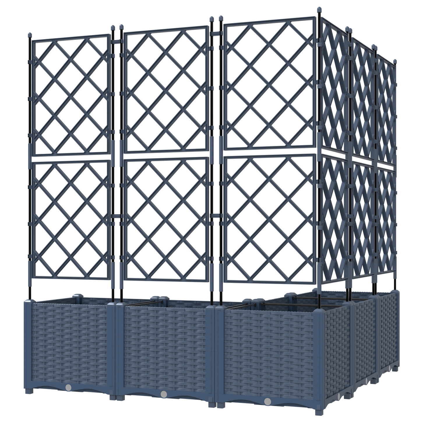 Vaso da Giardino con Trellis 5 pcs Grigio 120 x 120 x 143 cm PP