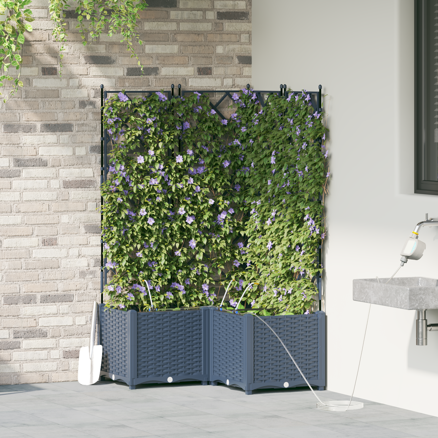 Vasi da giardino Grigio 80 x 80 x 142 cm Acciaio