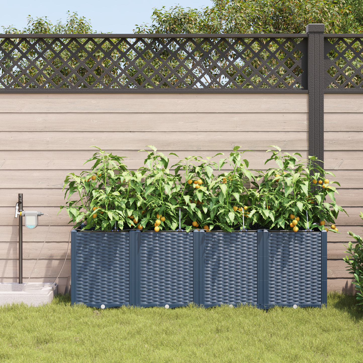 Vasi da giardino Grigio 160 x 40 x 52 cm Acciaio