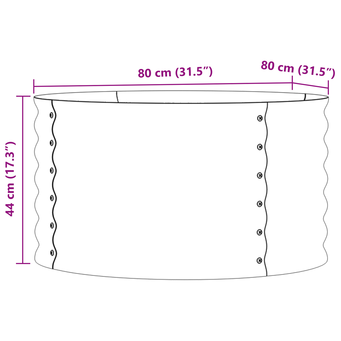 Letto rialzato da giardino Marrone 80 x 80 x 44 cm Acciaio