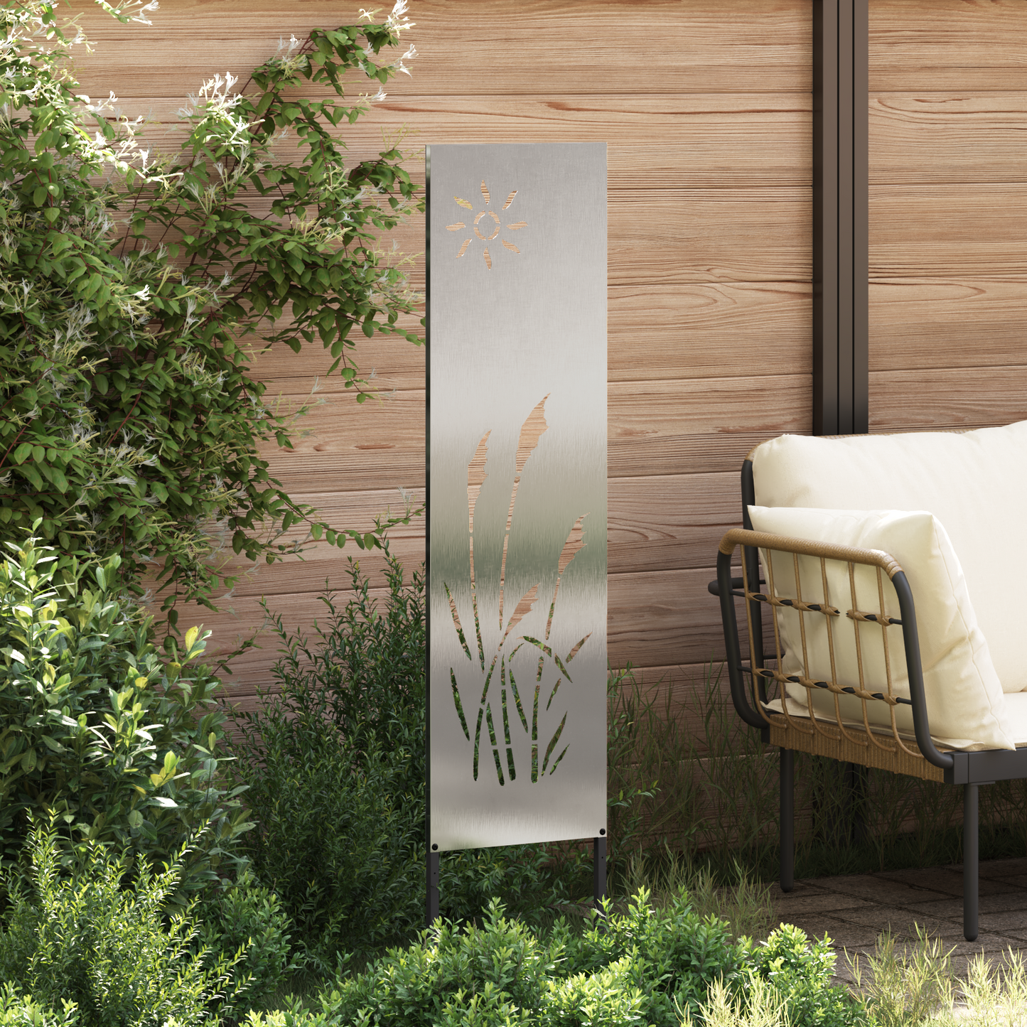 Pannello Decorativo da Giardino Altro Argento 32 x 140 cm