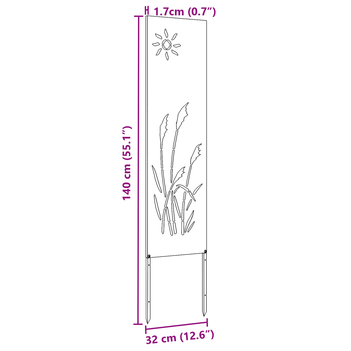 Pannello Decorativo da Giardino Altro Argento 32 x 140 cm