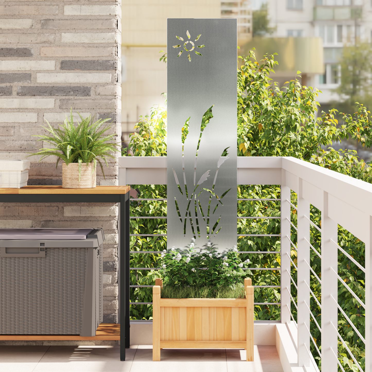 Pannello Decorativo da Giardino Altro Argento 32 x 140 cm