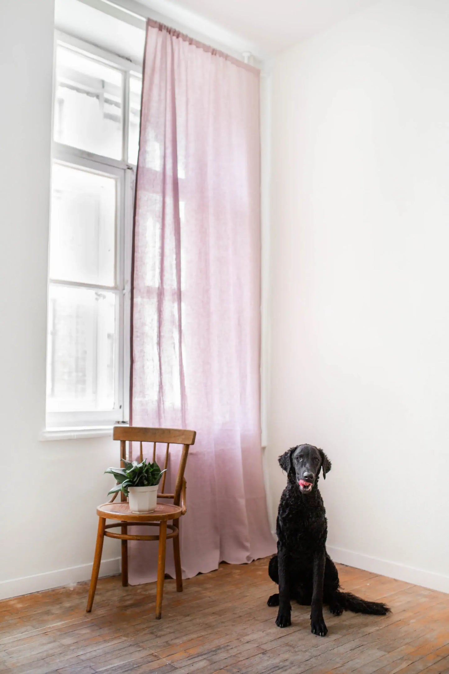 Tenda in lino con tasca per aste - homemem39