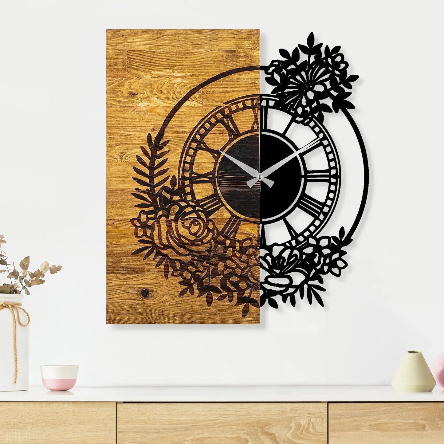 Decorative Wooden Wall Clock - homemem39