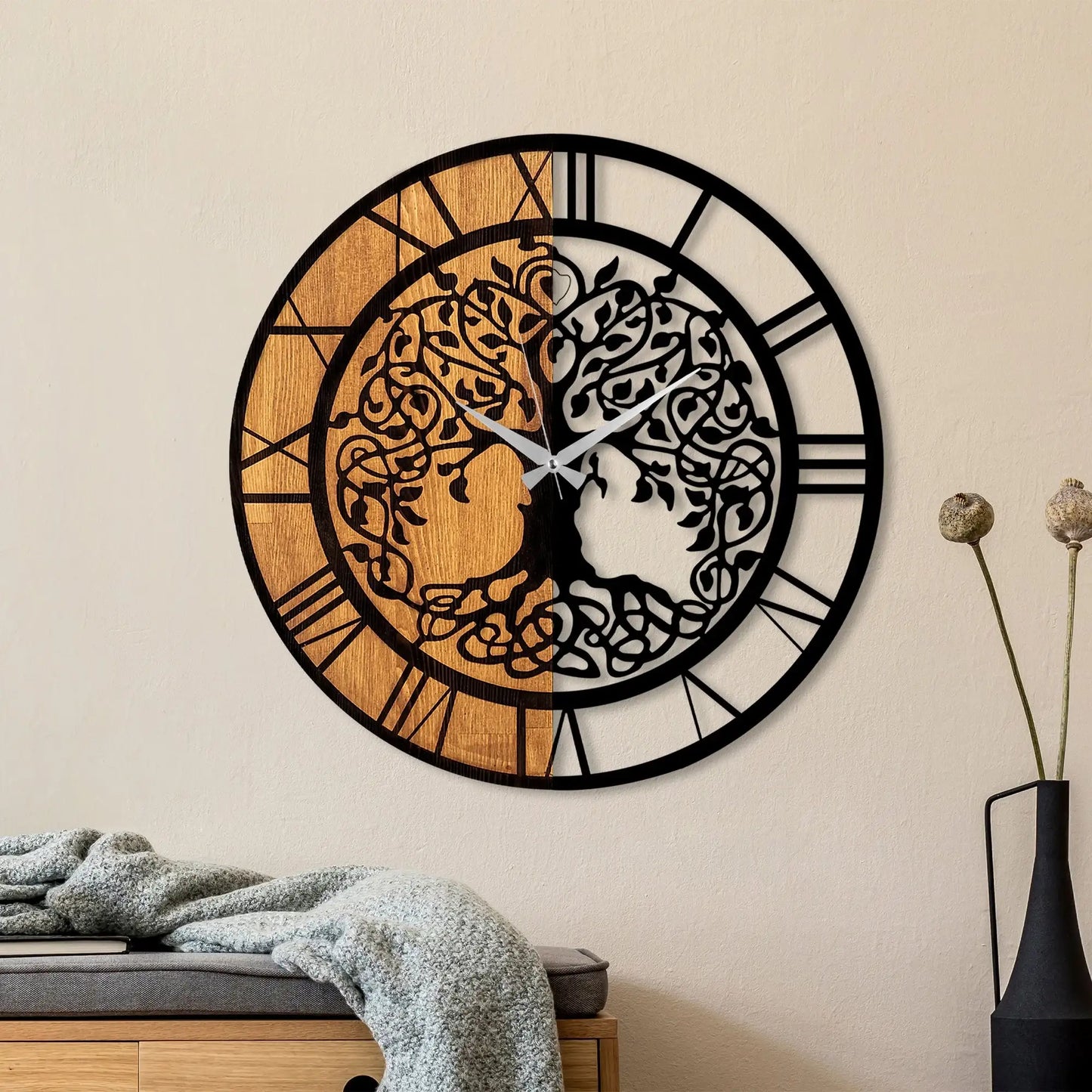 Decorative Wooden Wall Clock - homemem39