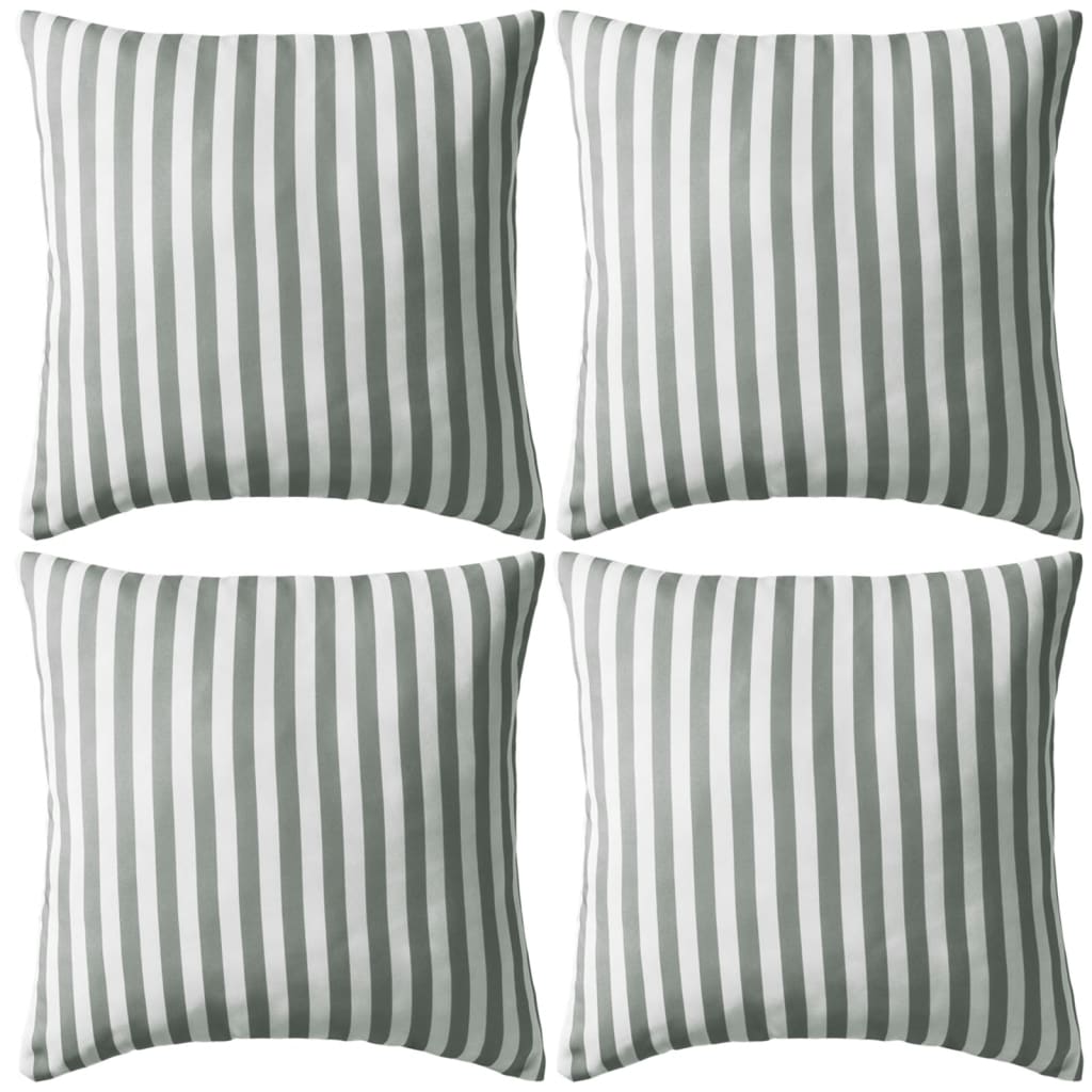 Cuscini da Esterno 4 pz Stampa a Righe 45x45 cm Grigi - homemem39