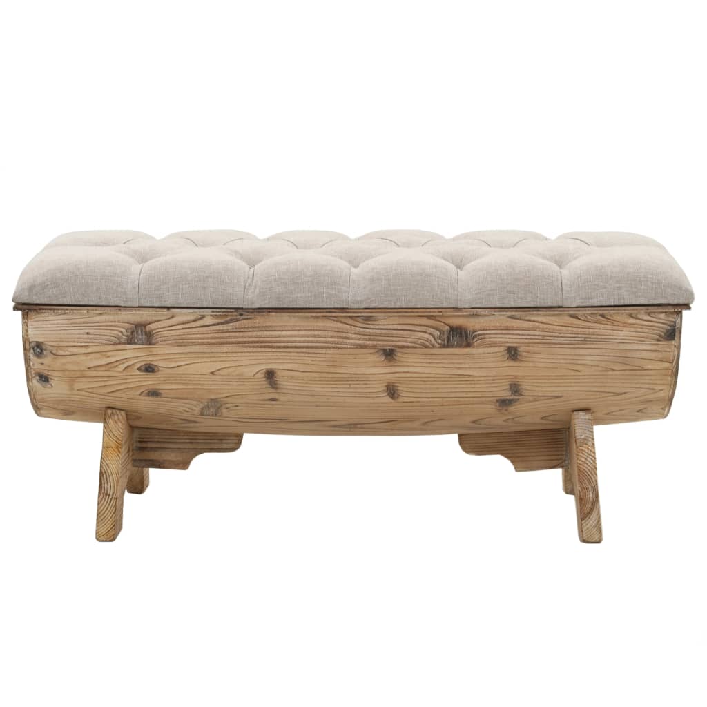 Cassapanca in Legno Massello e Tessuto 103x51x44 cm - homemem39