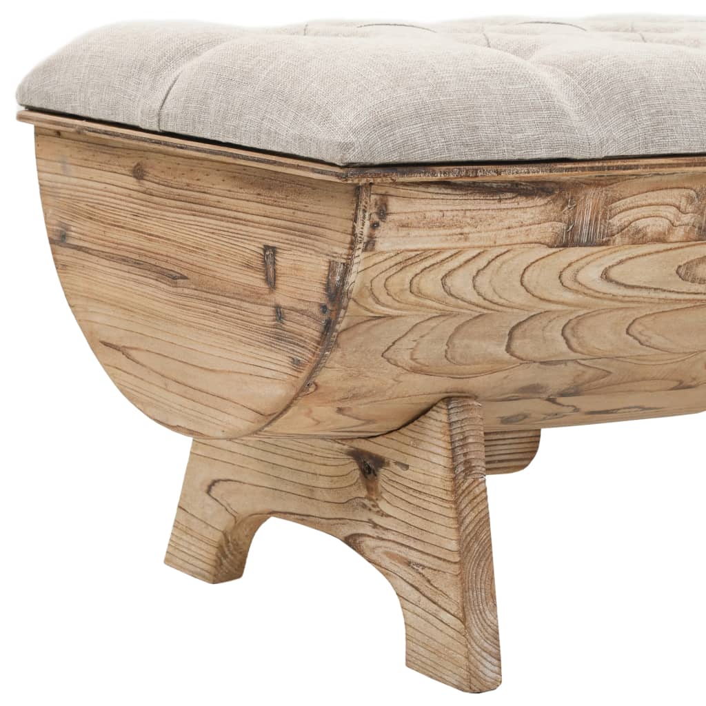 Cassapanca in Legno Massello e Tessuto 103x51x44 cm - homemem39