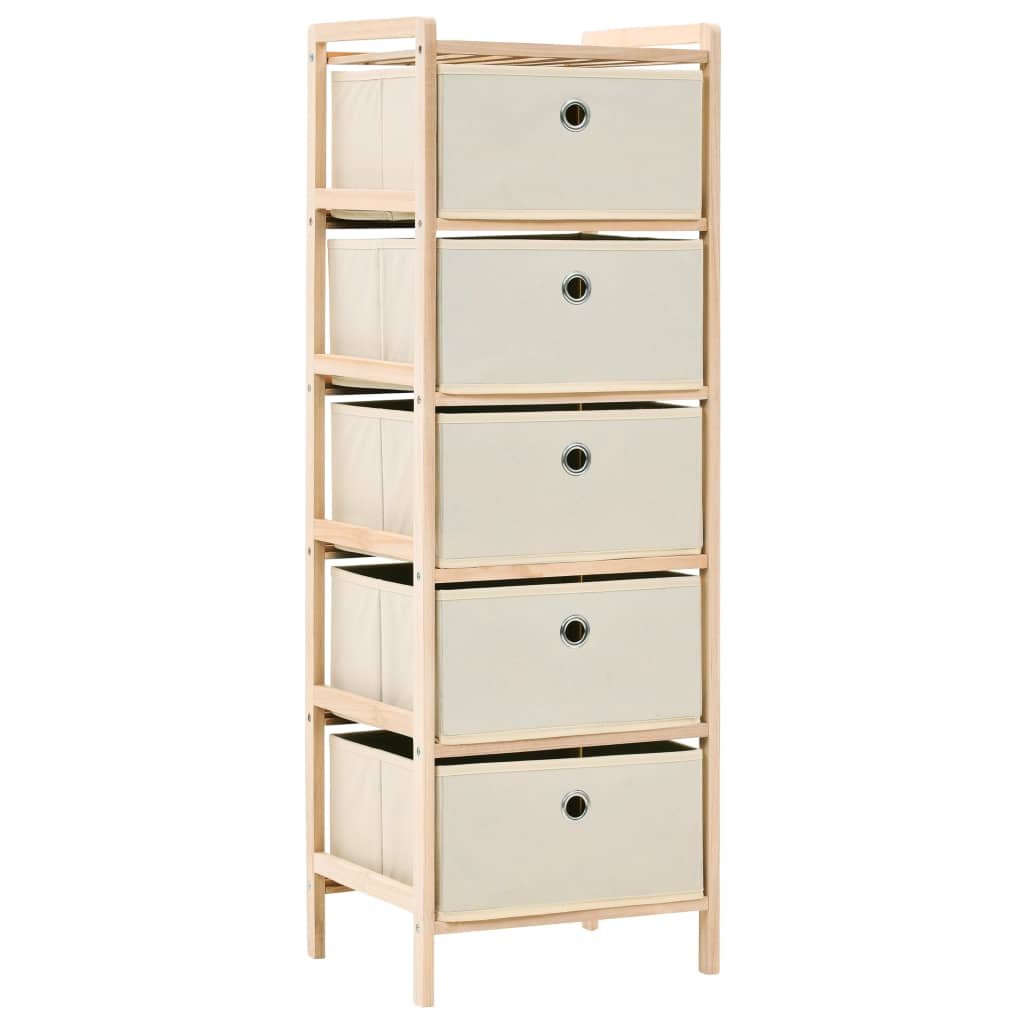 Armadietto in Cedro con 5 Cesti in Tessuto Beige - homemem39