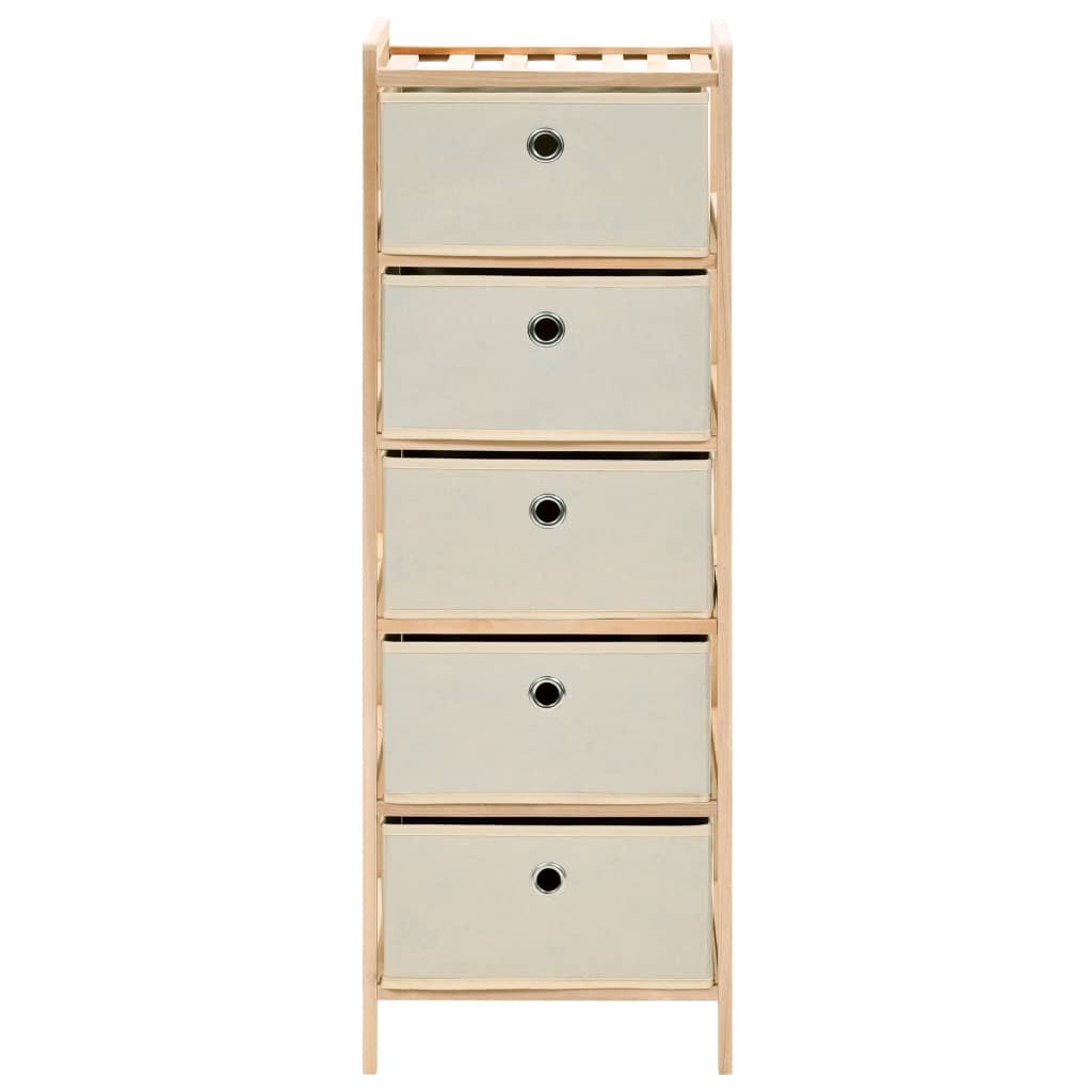 Armadietto in Cedro con 5 Cesti in Tessuto Beige - homemem39