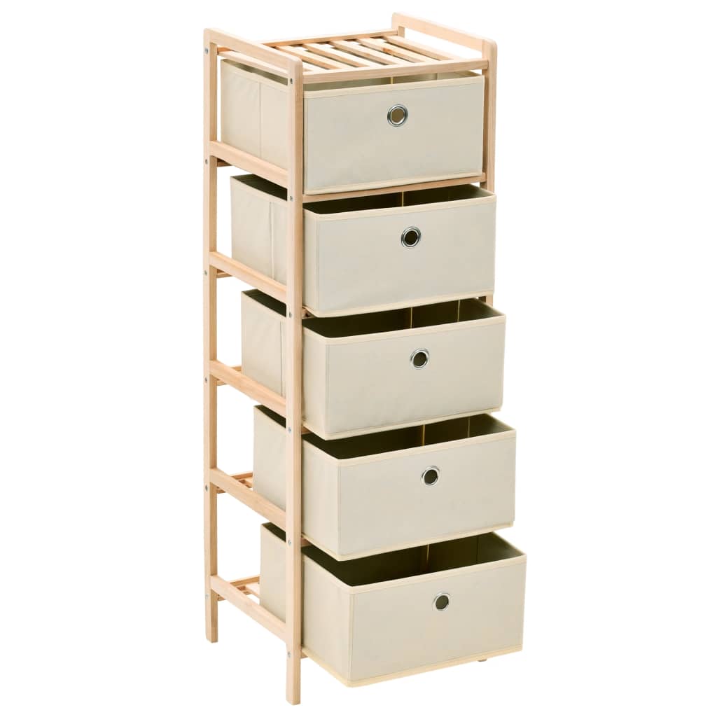 Armadietto in Cedro con 5 Cesti in Tessuto Beige - homemem39