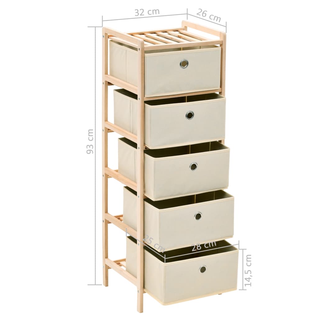 Armadietto in Cedro con 5 Cesti in Tessuto Beige - homemem39