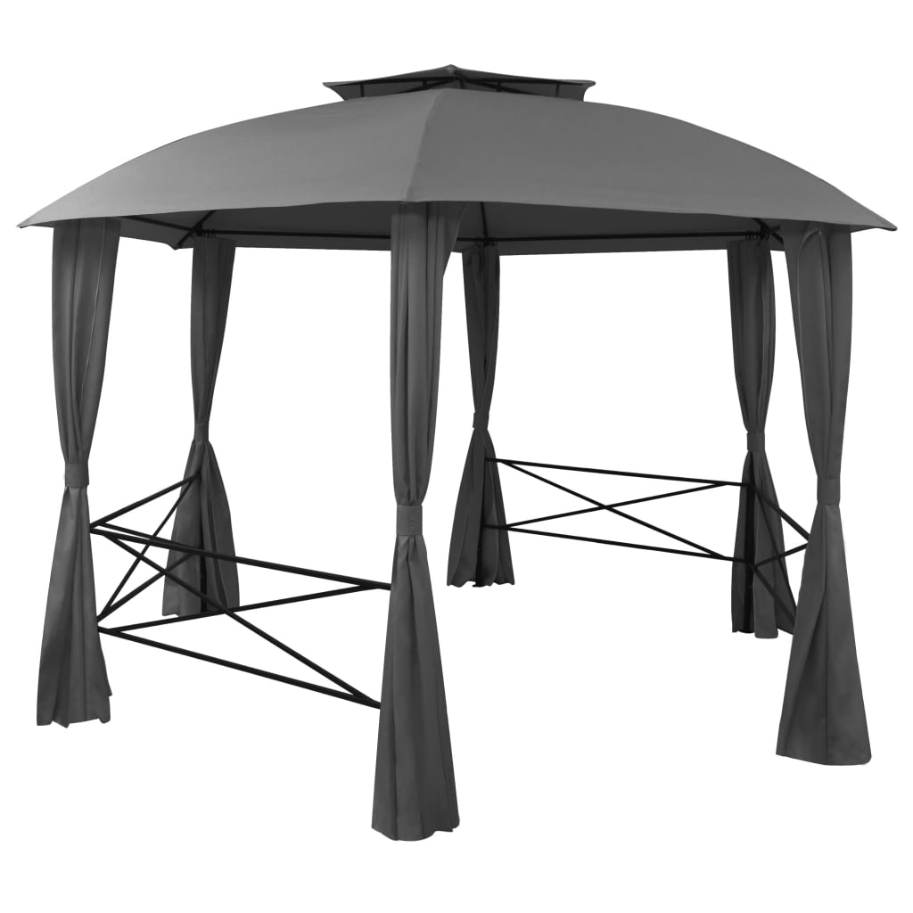 Gazebo Padiglione da Giardino con Tende Esagonale 360x265 cm - homemem39